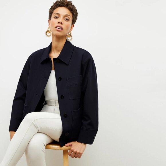 M.M. Lafleur Steffi Jacket - Eco Better Than Denim w/ Sherpa in Ink - Picture 1 of 10